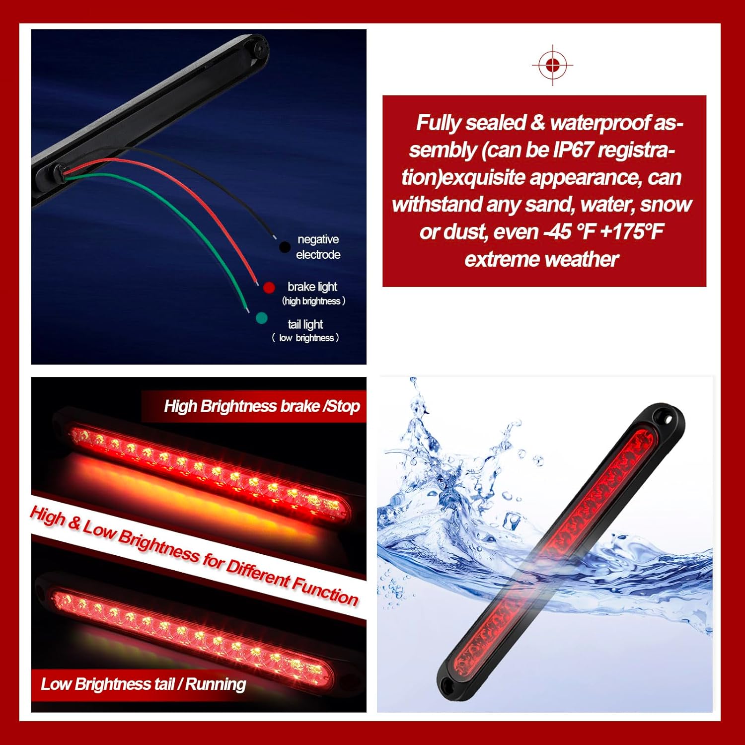 Frienda_2_Pieces_10_Inch_15_LED_Trailer_Tail_Light_Bar_Stop_Turn_Tail_Lights_Assembly_Third_Brake_Strip_9_to_30-volt_Trailer_Identification_for_Marine_Boats_Trucks_Pickups(Red/Clear/Amber_Cover)