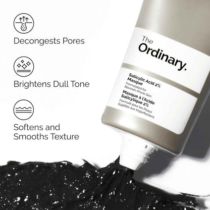The Ordinary Salicylic Acid 2% Masque, Clarifying Charcoal & Clay Mask for Blemish-Prone Skin, 1.7 Fl Oz