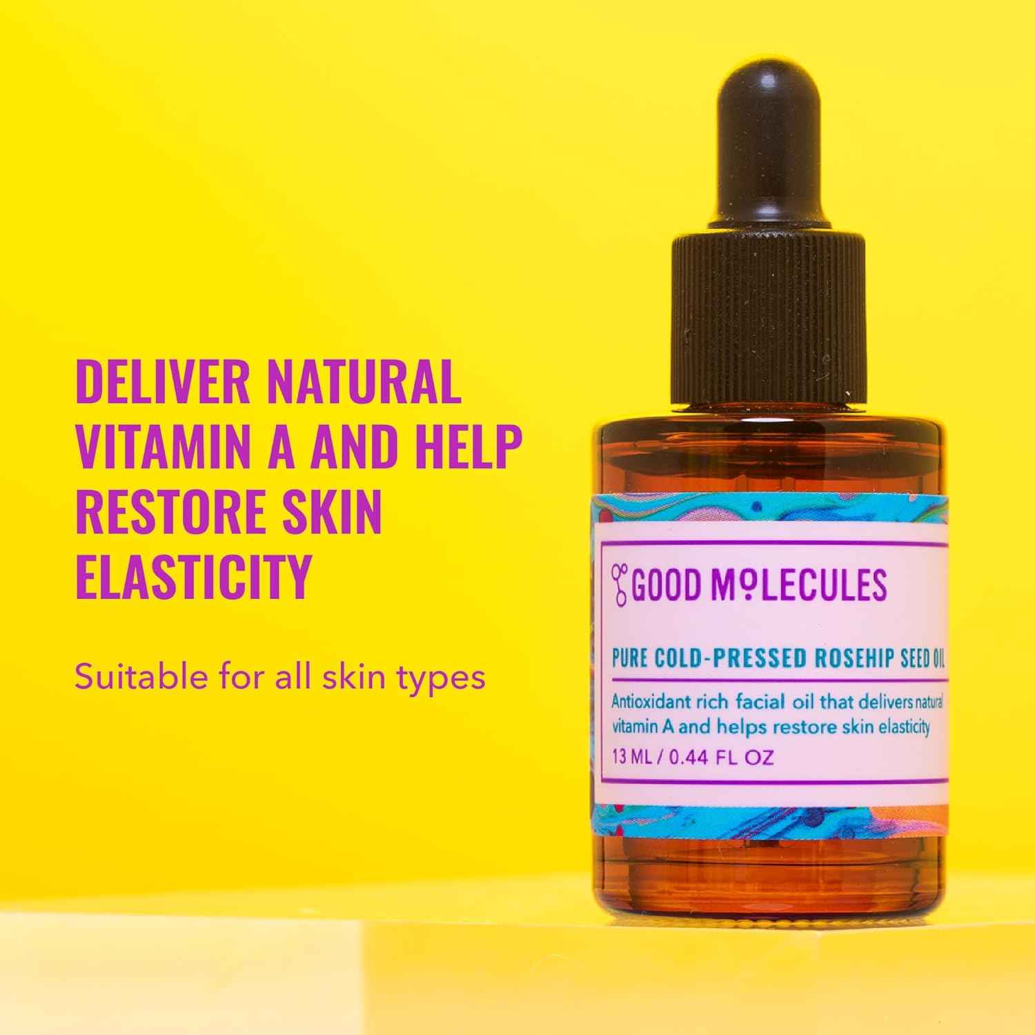 Good Molecules Pure Cold-Pressed Rosehip Seed Oil - 100% Natural Rose Hip Oil Light Weight Face Moisturizer for Anti-Aging, and Plumping - Hydrating Facial Skin Care