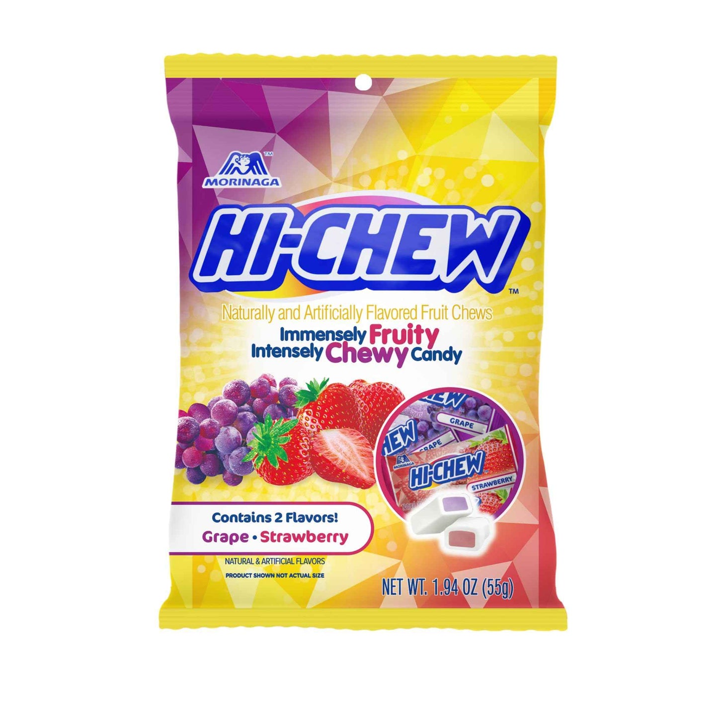HI-CHEW Assorted, Green Apple Strawberry Mango Grape, Soft & Chewy Candy 2lb - 185+ Pieces Individually Wrapped - Made with Immensely Juicy Fruity Flavors