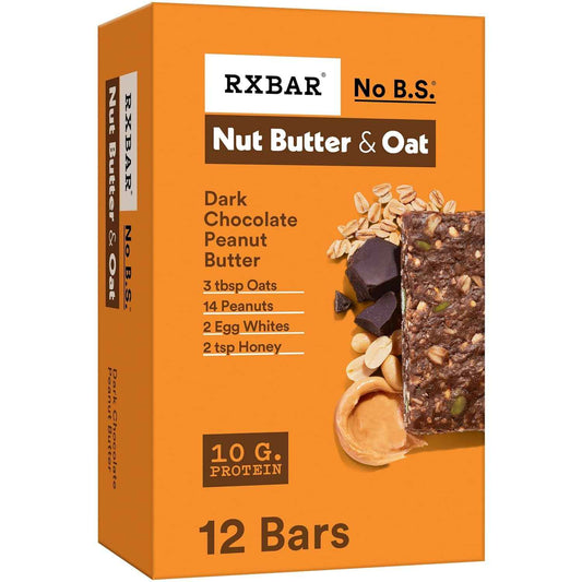 RXBAR Nut Butter and Oat Protein Bars, Protein Snacks, Snack Bars, Dark Chocolate Peanut Butter