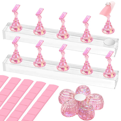 Nail Stand for Press Ons Magnetic Nail Tips Nail Holder for Painting Nails Fake Nail False Nail Design with Reusable Adhesive Putty Practice Nail Art Tools for Home Salon DIY Beginner Supplies