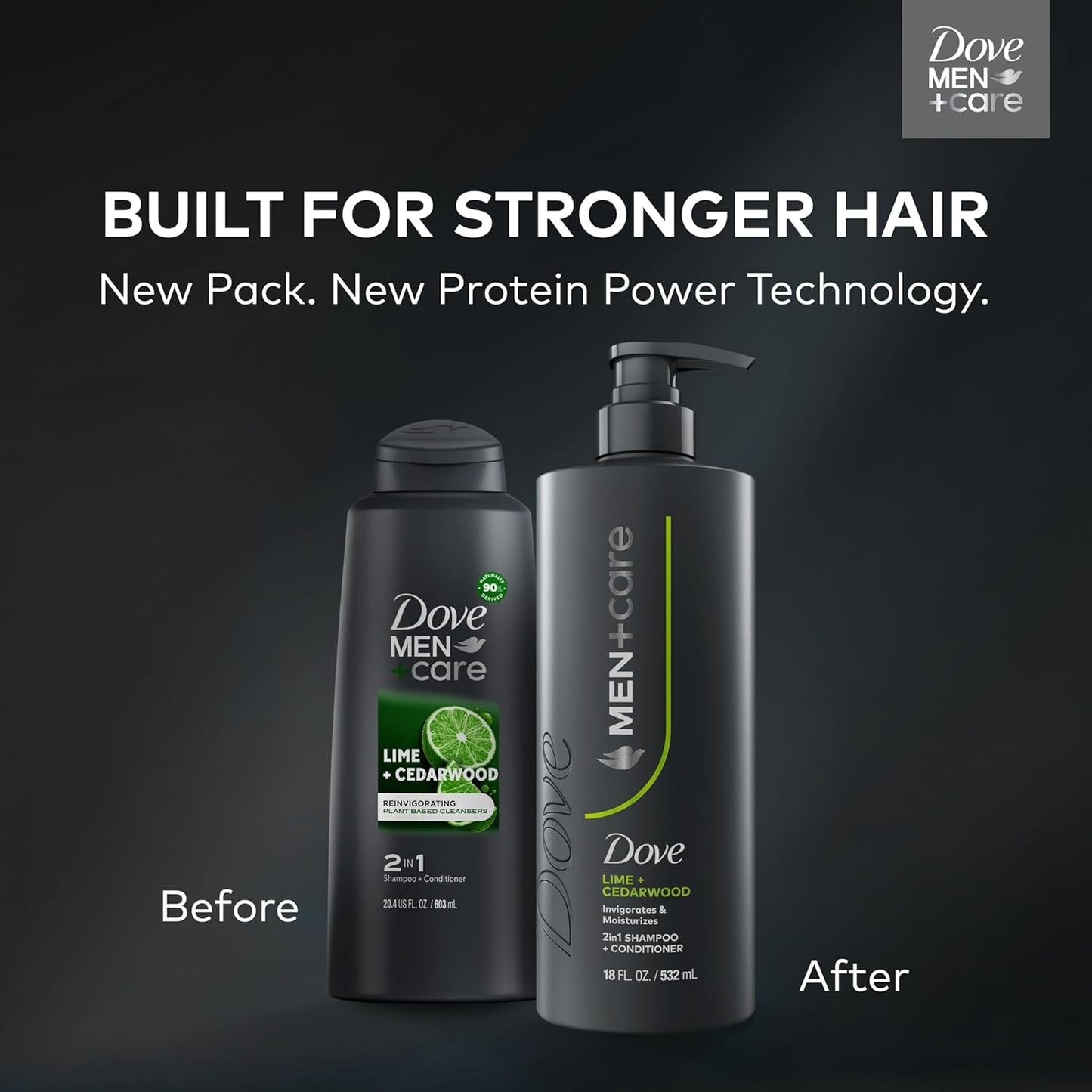 DOVE_MEN_+_CARE_Shampoo_1_count_Lime_&_Cedar_for_Real_Hair_that_Powers_Up_Hair_Strength,_with_Invigorating_&_Moisturizing_Results,_18_Fl_oz