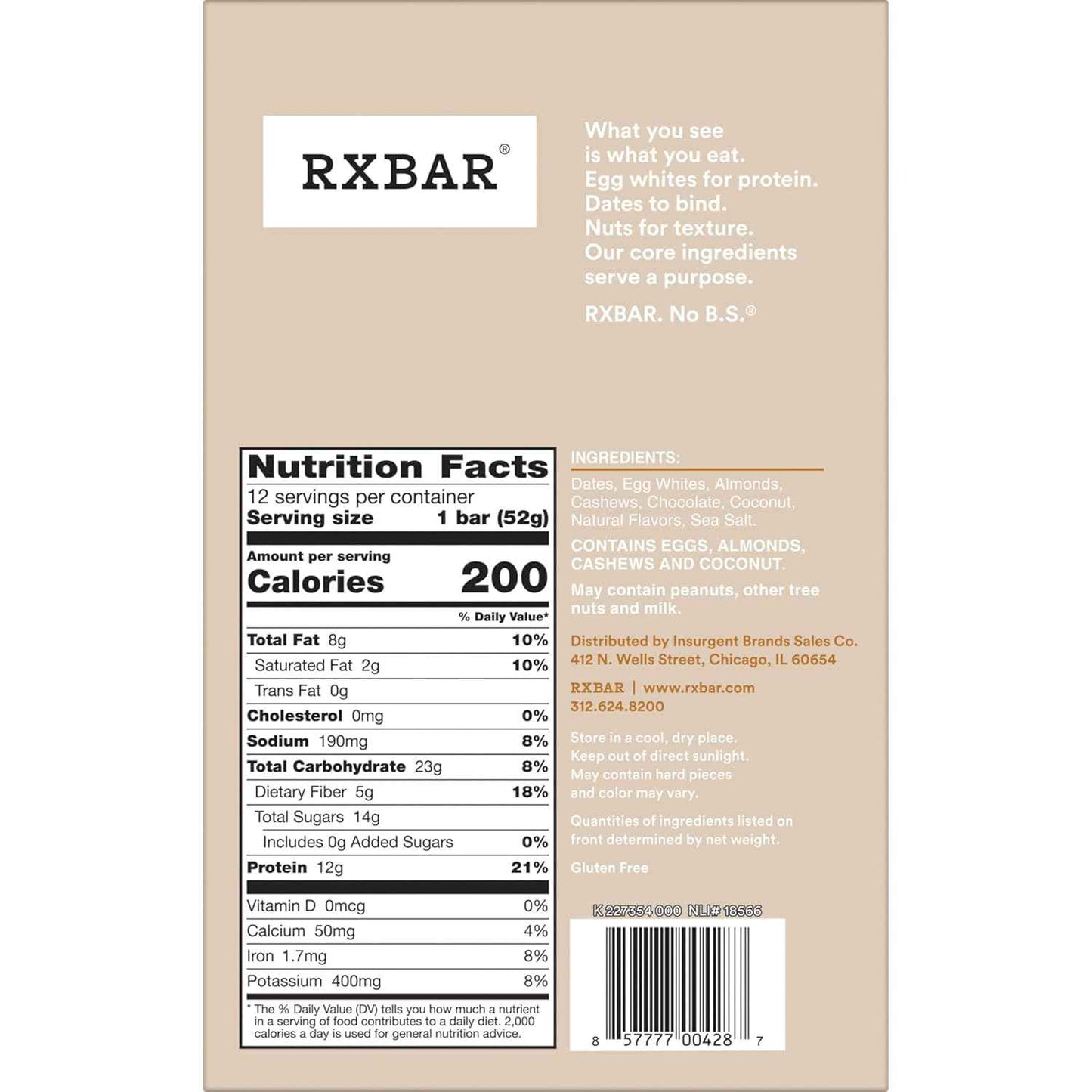 RXBAR Protein Bars, Protein Snack, Snack Bars, Coconut Chocolate