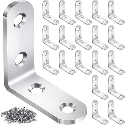 20PCS_L_Bracket_Corner_Brace_Sets,_Stainless_Steel_L_Brackets_for_Wood_Shelves,_90_Degree_Right_Angle_Bracket_with_80_Screws,_Metal_Corner_Brackets_for_Furniture_Cabinet_Drawer_Chair_(1.57x1.57_in)