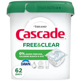 Cascade Free & Clear Dishwasher Pods, Dishwasher Detergent, Dish Detergent Soap, Unscented