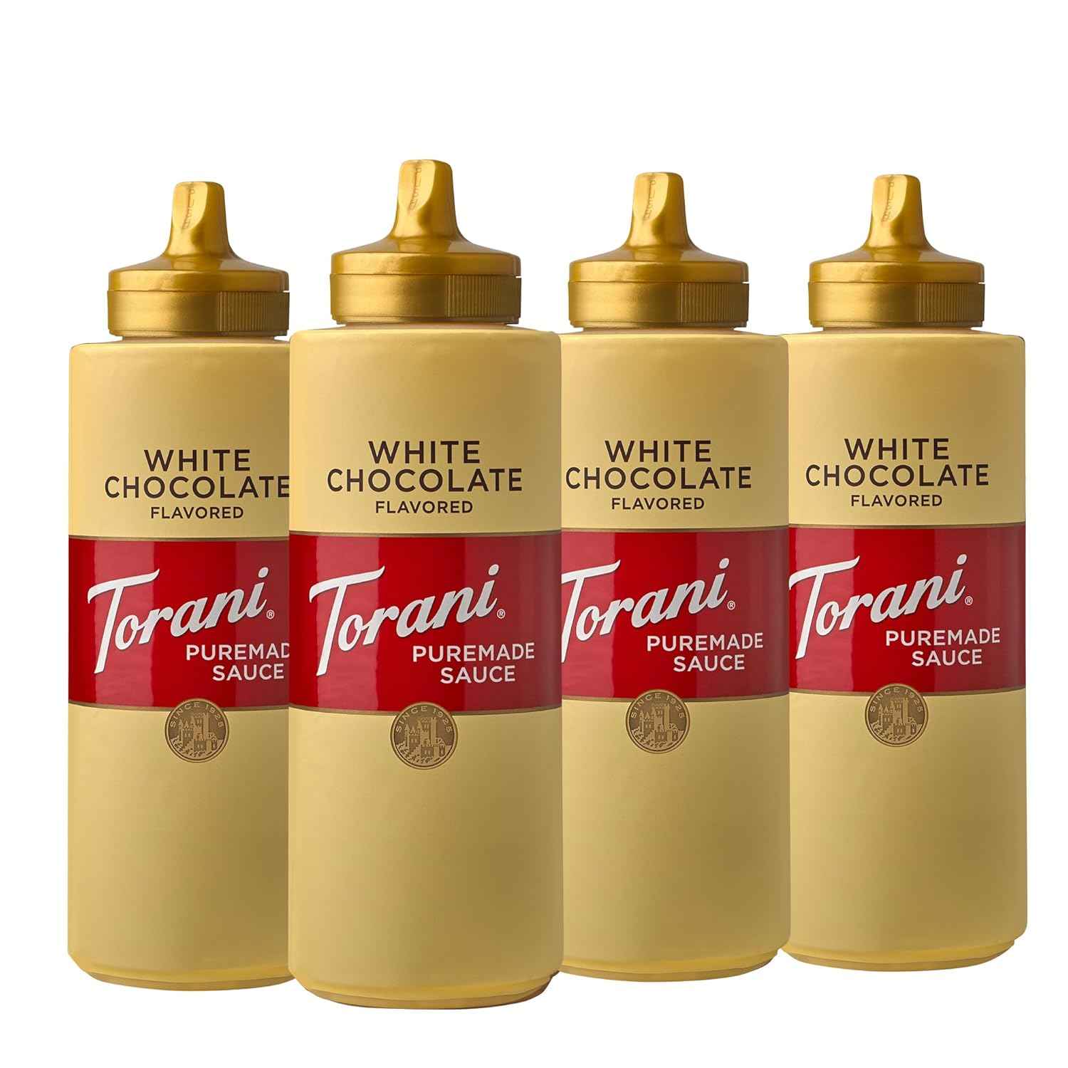 Torani White Chocolate Puremade Sauce, Kosher, Gluten Free & Non-GMO, 16.5 Ounce (Pack of 4)