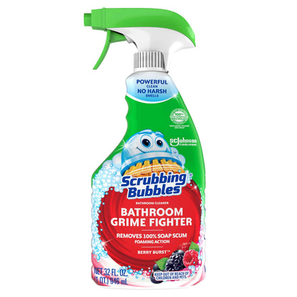 Scrubbing Bubbles Bathroom and Shower Cleaner Disinfectant Spray, Bathroom Grime Fighter, Citrus Scent, 32oz