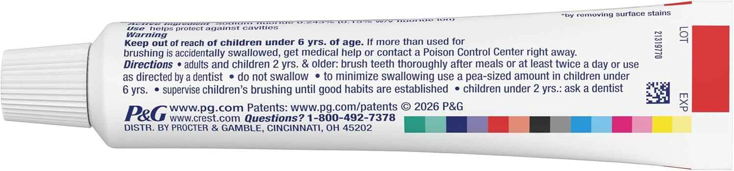 Crest Tartar Protection & Anticavity Toothpaste with Fluoride, Regular Paste, 2.4oz (Pack of 3)