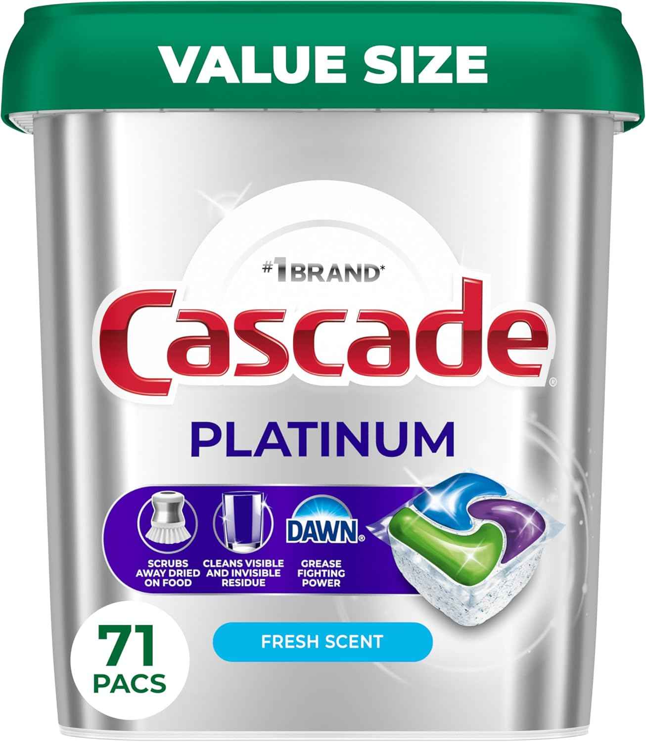 Cascade Platinum Dishwasher Pods, Dishwasher Detergent, Dish Detergent Soap, Fresh