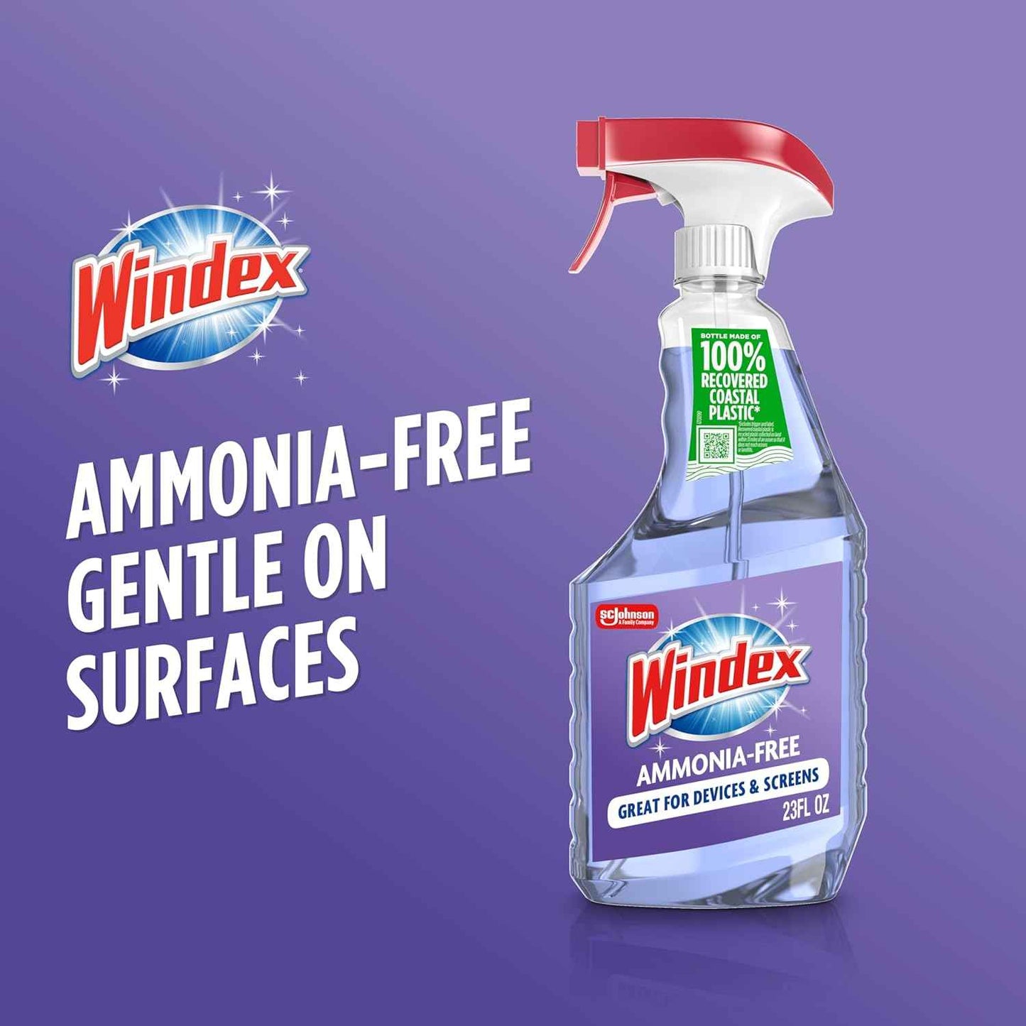 Windex Glass and Window Cleaner Spray Bottle, Ammonia Free, Packaging Designed to Prevent Leakage and Breaking, Surface Cleaning Spray, Crystal Rain Scent