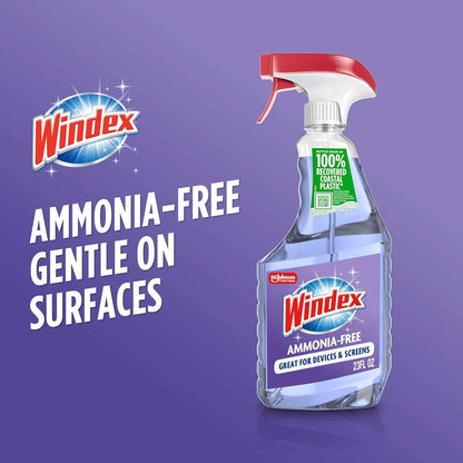 Windex Glass and Window Cleaner Spray Bottle, Ammonia Free, Packaging Designed to Prevent Leakage and Breaking, Surface Cleaning Spray, Crystal Rain Scent