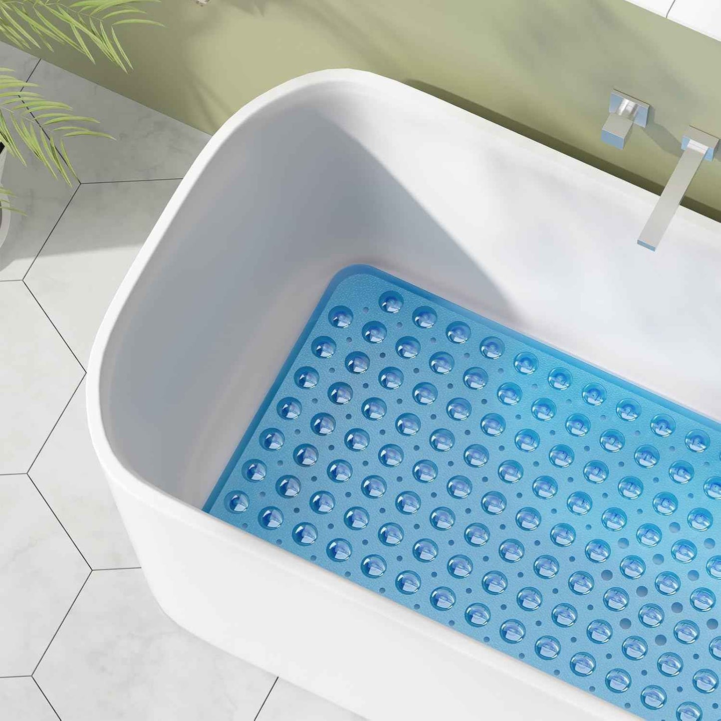 AmazerBath Shower Mat Non Slip 40 x 16 Inches, Bathtub Mat Shower Stall Mats with Suction Cups and Drain Holes, Non Slip Bath Mat for Tub for Elderly & Kids