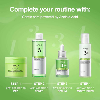 Anua Azelaic Acid 10 Hyaluron Redness Soothing Serum, Facial Serum for Blemish-Prone & Oily-Prone Skin, Lightweight & Hydrating Blemish Care, Hyaluronic Acid, Korean Skincare, 1.01 fl oz.