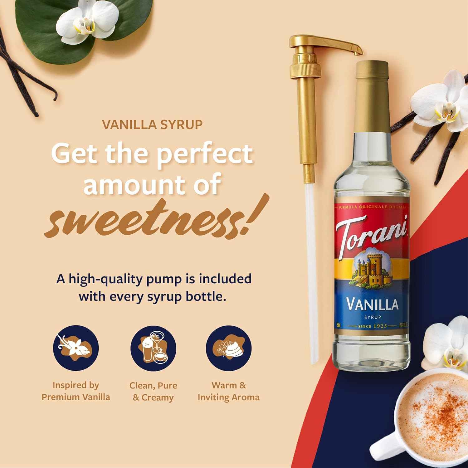 Torani Syrup, Pump Included, 25.4 Fl Oz