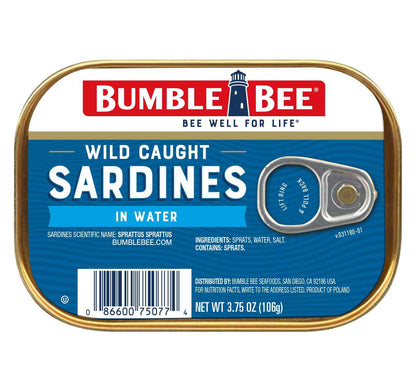 Bumble Bee Sardines, 3.75 oz Tin - Wild Caught, Gluten Free, Keto, Kosher