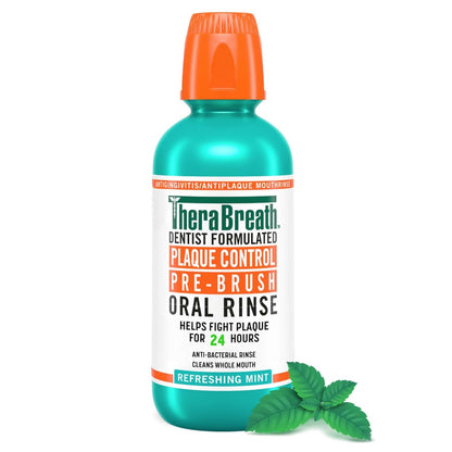 TheraBreath_Plaque_Control_Mouthwash,_Cool_Mint,_Pre-Brush_Rinse,_16_Fl_Oz_Oral_Antibacterial_Gentle_Pack_Sensitive_Vegan