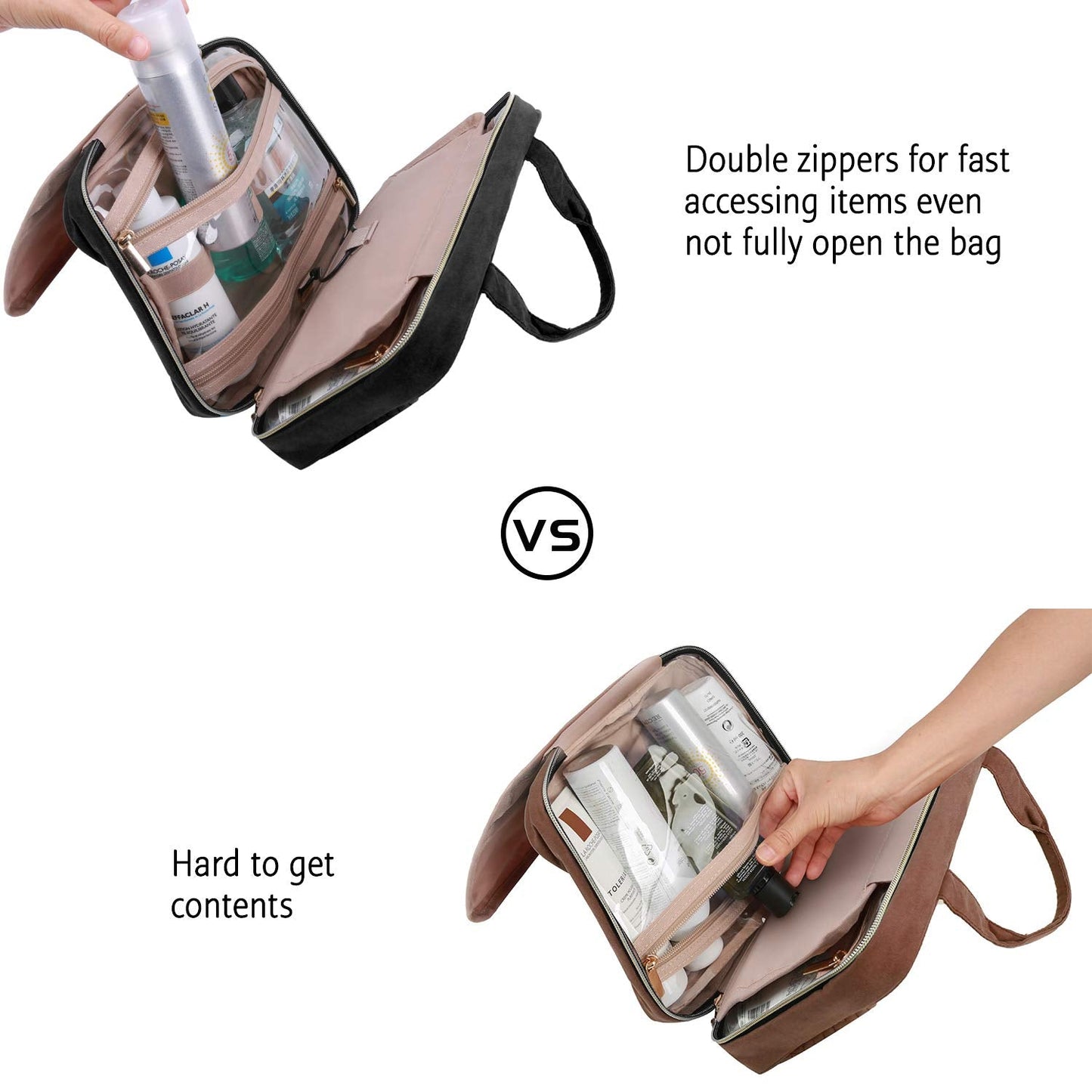 BAGSMART_Toiletry_Bag_Travel_Bag_with_Hanging_Hook,_Water-resistant_Makeup_Cosmetic_Bag_Travel_Organizer_for_Accessories,_Shampoo,_Full-size_Container,_Toiletries_(Black,_Medium)