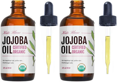 Kate Blanc Cosmetics Jojoba Oil Organic for Hair, Skin & Face (100% Pure, Cold Pressed, Unrefined, Natural, Hexane Free, Glass Bottle)