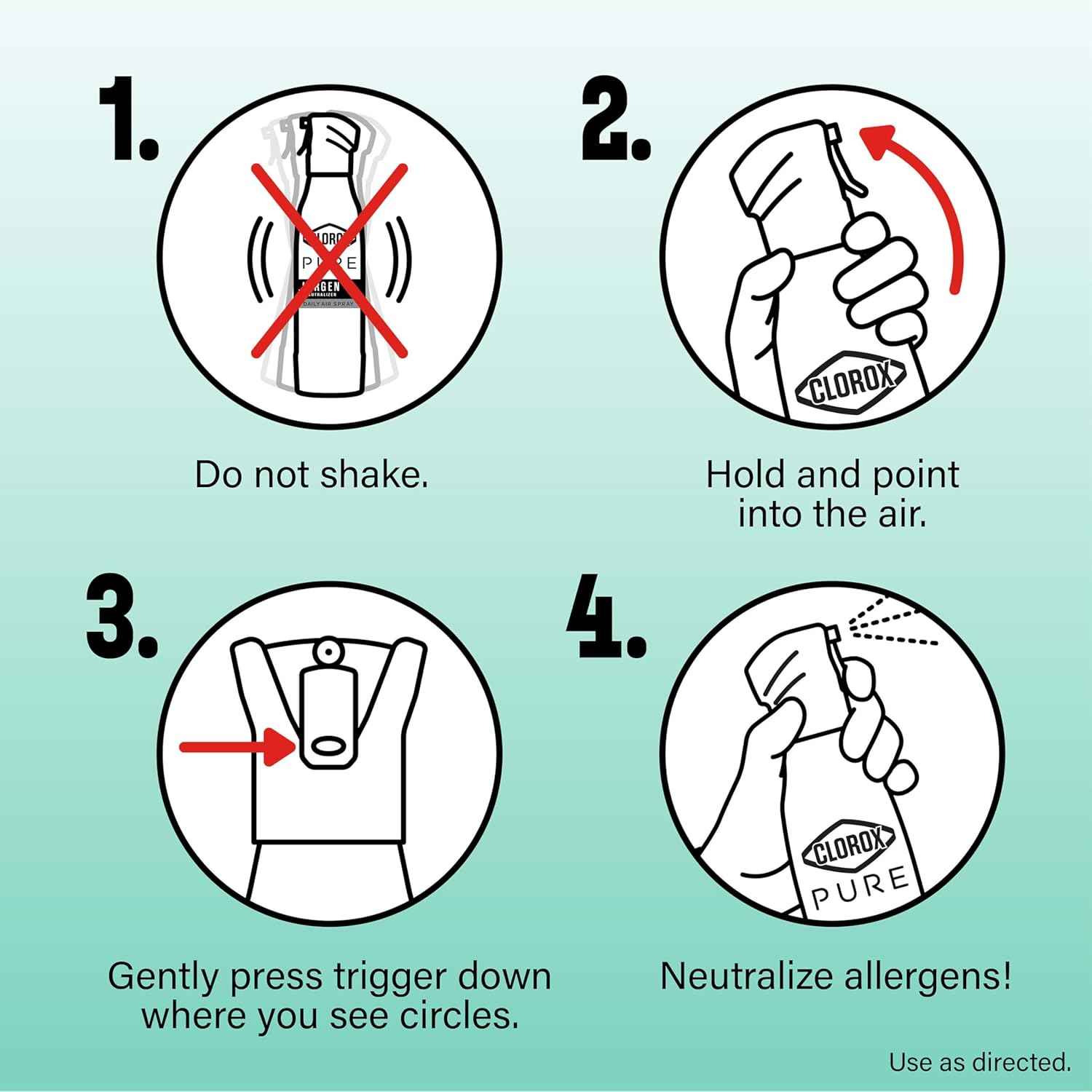 Clorox PURE Allergen Neutralizer Daily Air Spray, Clean Breeze, 8 Ounces