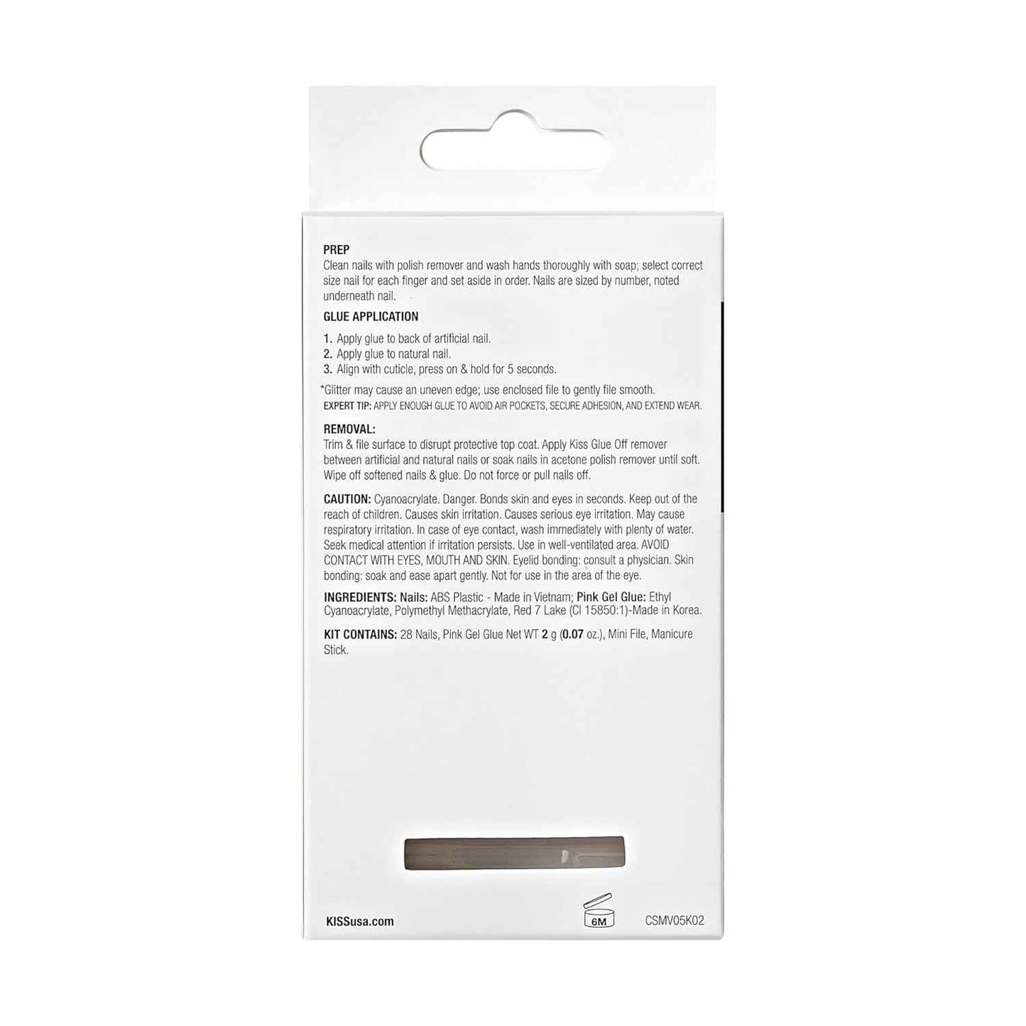 KISS Classy, Press On Nails, Nail glue included, White, Medium Size, Almond Shape, Includes 28 Nails, 2g glue, 1 Manicure Stick, 1 Mini File