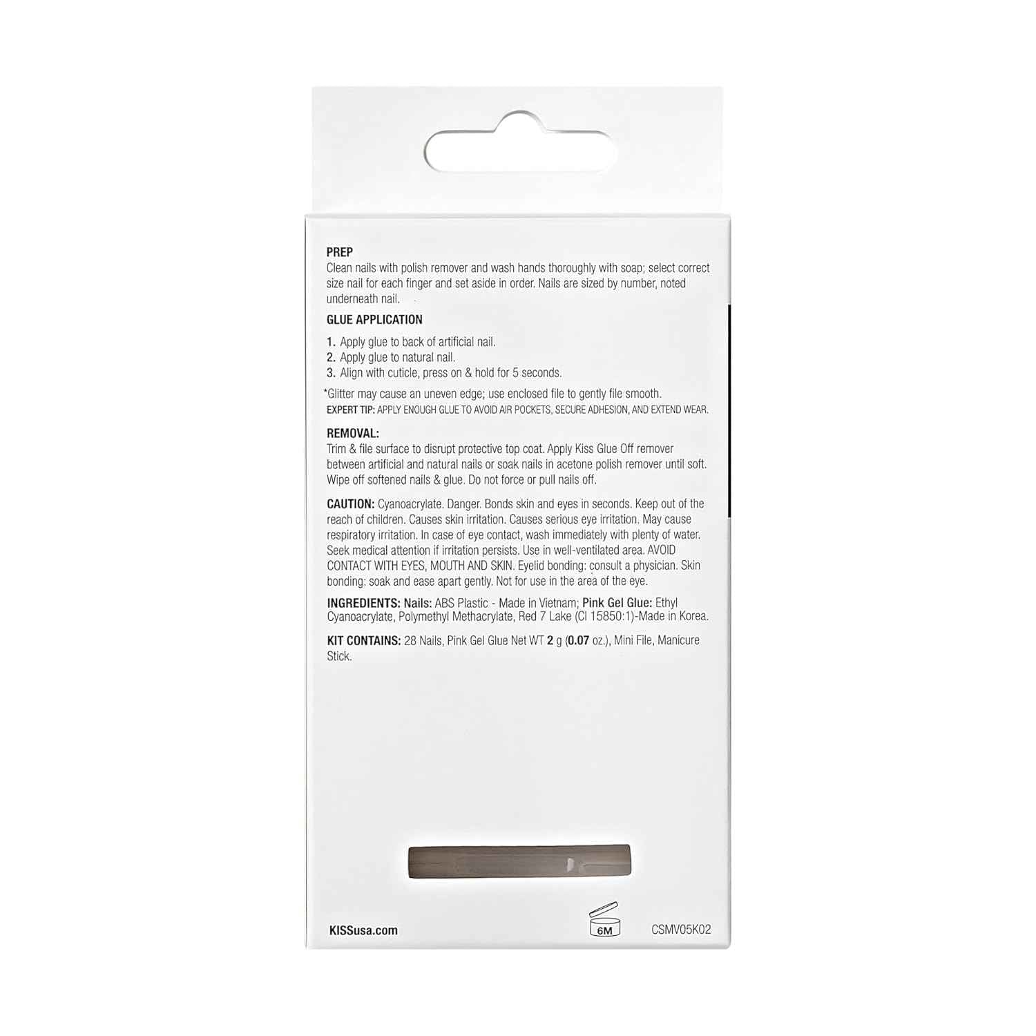 KISS Classy, Press On Nails, Nail glue included, White, Medium Size, Almond Shape, Includes 28 Nails, 2g glue, 1 Manicure Stick, 1 Mini File