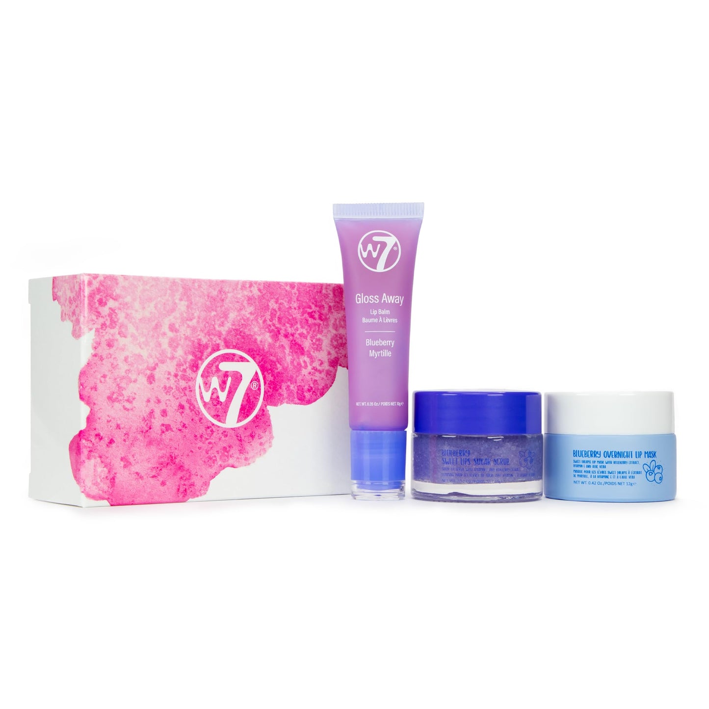 W7 Sweet Dreams Lip Care Trio - 3 Piece Gift Set - Overnight Lip Mask, Lip Balm &amp;amp; Lip Scrub - Blueberry