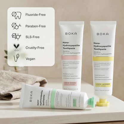Boka Fluoride Free Toothpaste, Nano Hydroxyapatite Toothpaste, Appropriate for Sensitive Teeth - for Adult Oral Care