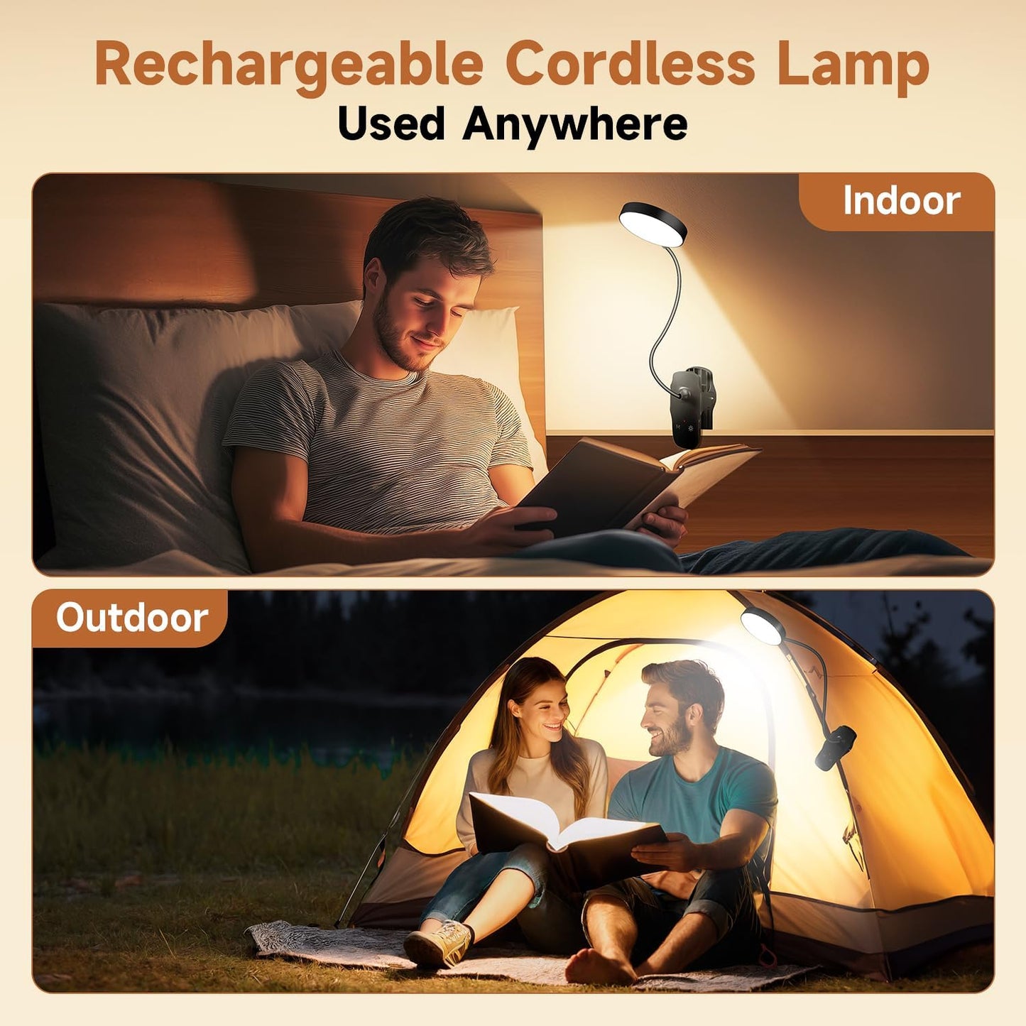 Mubarek_Clip_on_Lamp,5_Brightness+5_Color_Clip_on_Light,200LM_36_LED_Reading_Lights_for_Books_in_Bed,1800mAh_Battery_Powered_Lamp_Battery_Operated_Lights,Rechargeable_Desk_Lamp_with_Clamp_Light