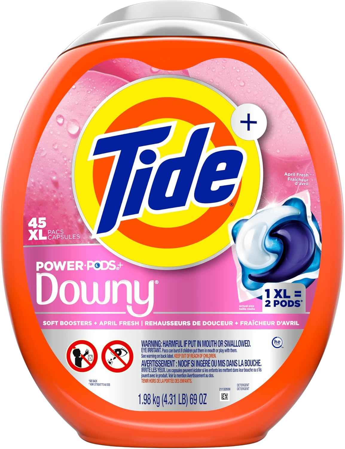 Tide Power PODs + Downy Laundry Detergent Pods, Soft Boosters + April Fresh