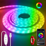 LED Neon Lights, 6.6ft/16.4FT USB Powered LED Strip Lights，5V Music Sync Color Changing Rope Light with APP Control，IP65 Waterproof RGB Rope Lights for Bedroom，Cabinet,Kitchen, DIY Lighting