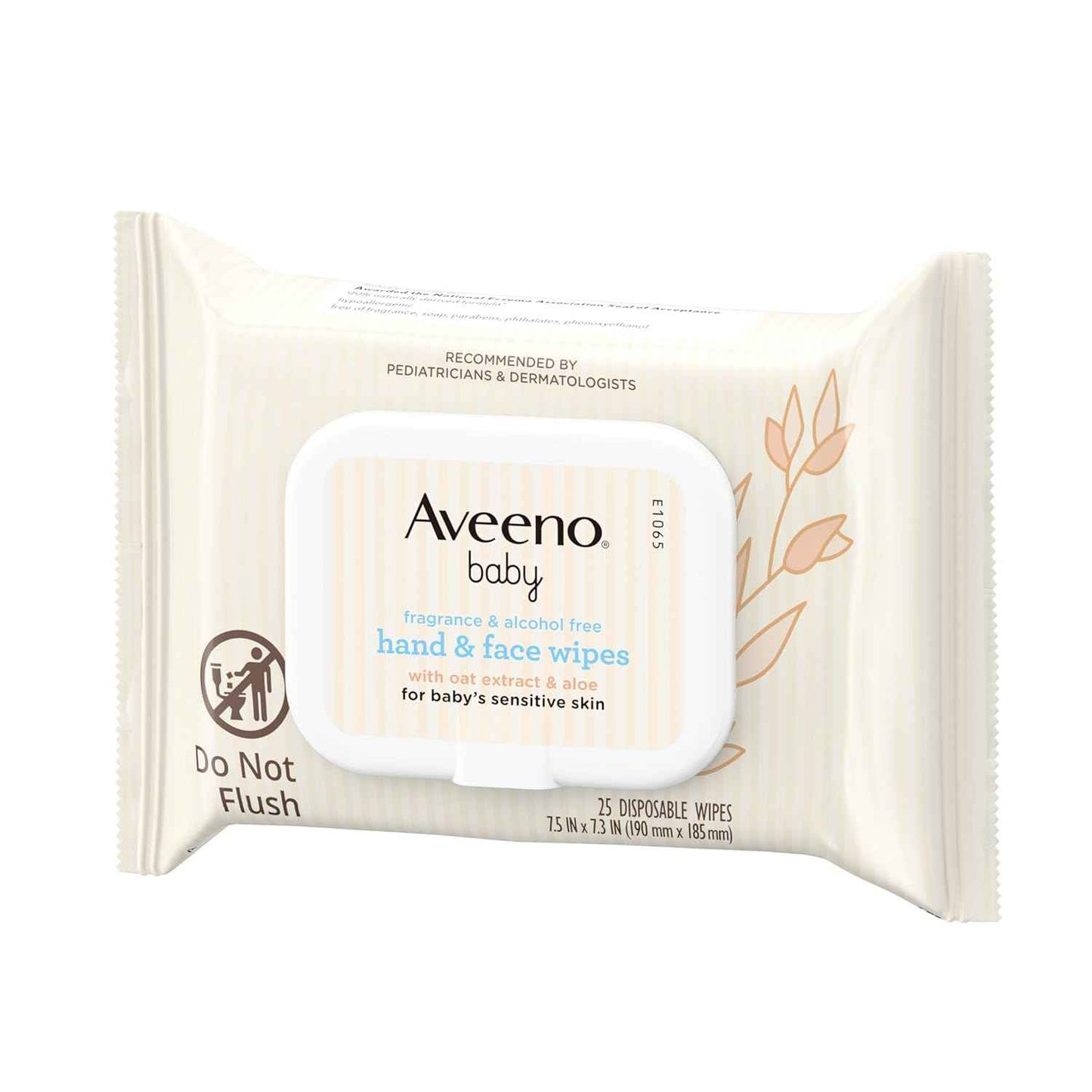 Aveeno Baby Fragrance-Free Hand & Face Wipes with Oat Extract & Aloe, Cleansing & Moisturizing Baby Wipes for Sensitive Skin, Sulfate-, Alcohol-, Paraben- & Dye-Free, Hypoallergenic, 25 ct