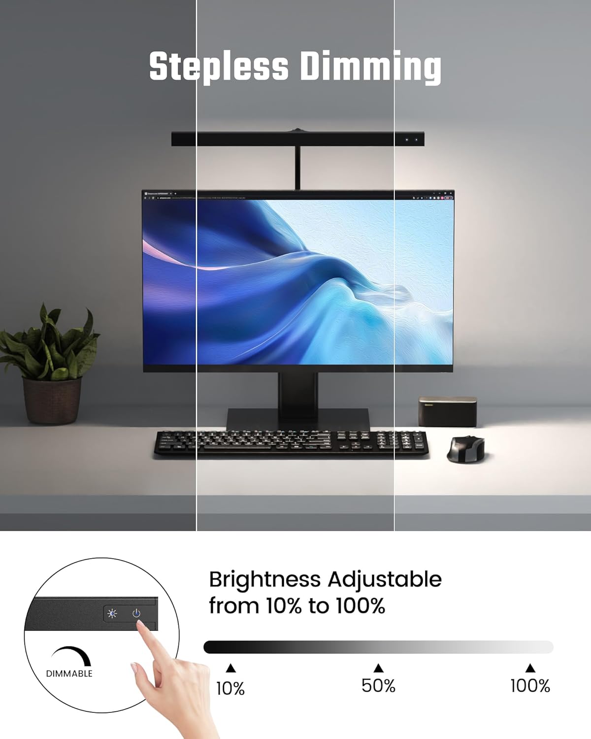SUPERDANNY_LED_Desk_Lamp_for_Office_Home,_Eye-Caring_Desk_Light_with_Adjustable_Gooseneck,_12W_Touch_Control_Dimmable_Brightness,_Architect_Clamp_Lamp_with_USB_Adapter_for_Reading_Study_Workbench