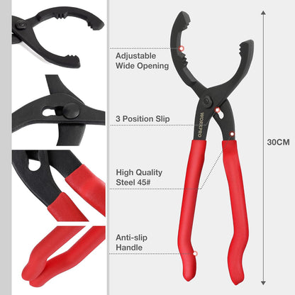 WORKPRO_12"_Adjustable_Oil_Filter_Pliers,_Wrench_Adjustable_Oil_Filter_Removal_Tool,_Ideal_For_Engine_Filters,_Conduit,_&_Fittings,_W114083A