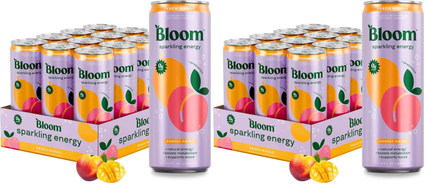 Bloom Nutrition Sparkling Energy Drink - Natural Caffeine, Zero Sugar, 180mg - Antioxidant-Rich with Green Coffee Bean, Green Tea Extract, Prebiotics