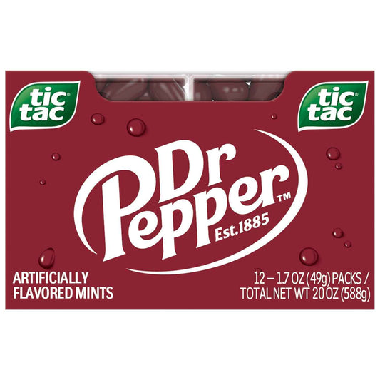 Tic Tac Dr Pepper, Pocket-sized Mints, Dr Pepper Flavored On-the-Go Refreshment, 12 pack, 1.7 oz Each