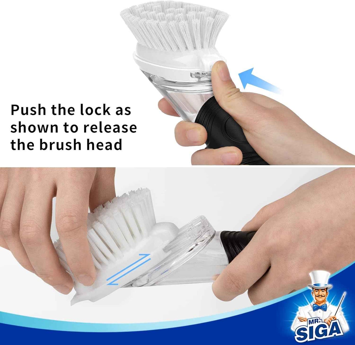 MR.SIGA Soap Dispensing Dish Brush Refills, 4 Pack