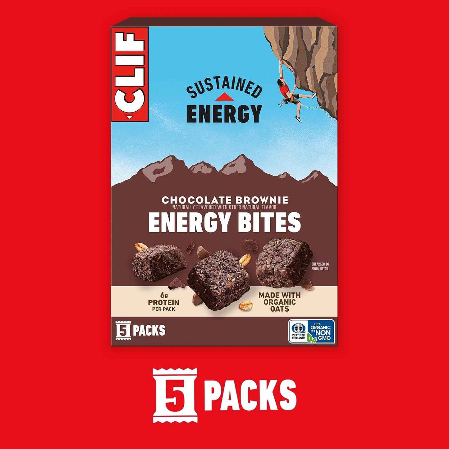 CLIF BAR Energy Bites - Made with Organic Oats - 6g Plant Based Protein - Non-GMO (5 Packs)