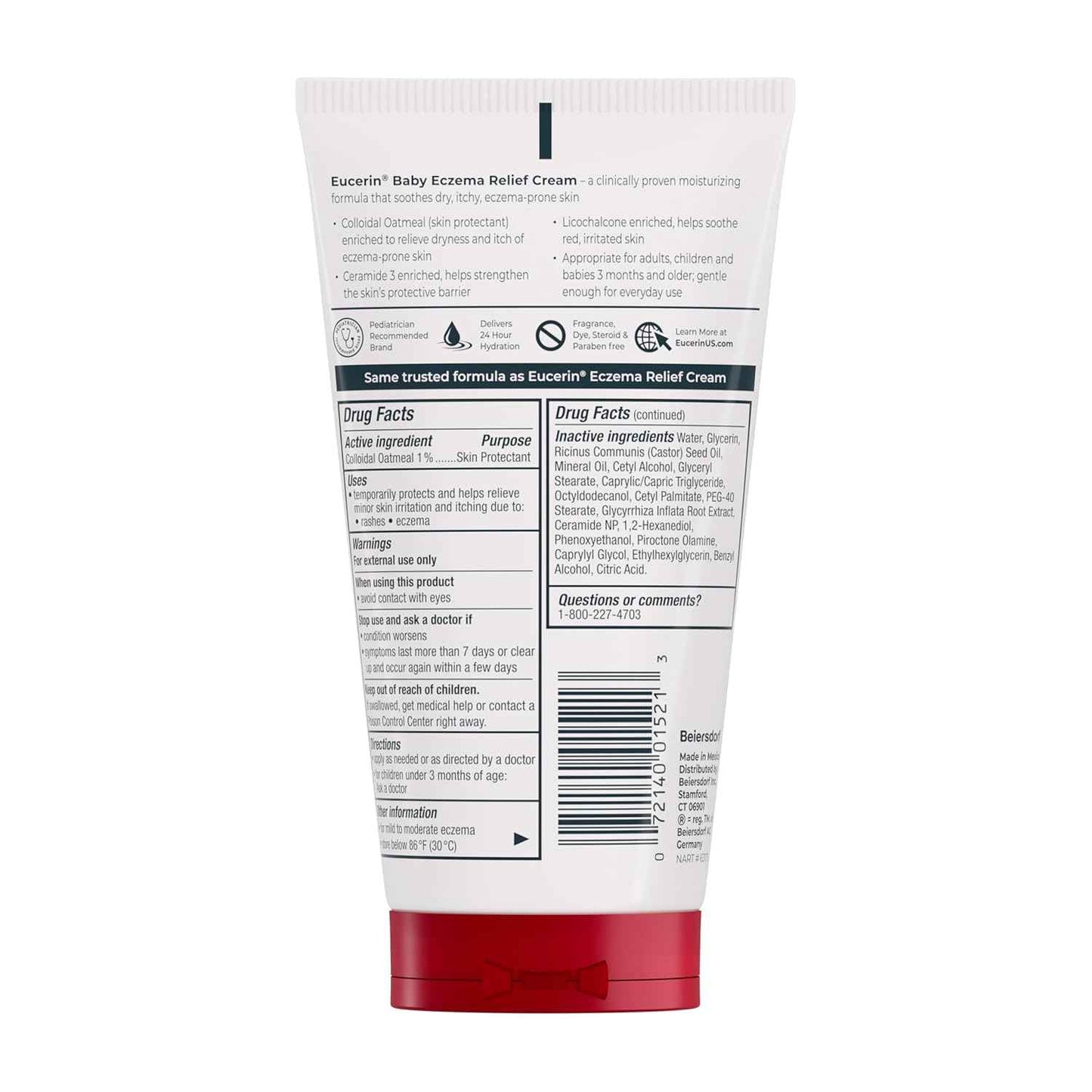 Eucerin Baby Eczema Relief Body Cream, Steroid & Fragrance Free for 3+ Months of Age, 5 oz. Tube