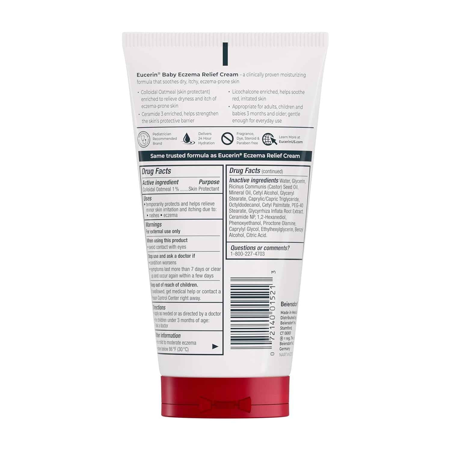 Eucerin Baby Eczema Relief Body Cream, Steroid & Fragrance Free for 3+ Months of Age, 5 oz. Tube