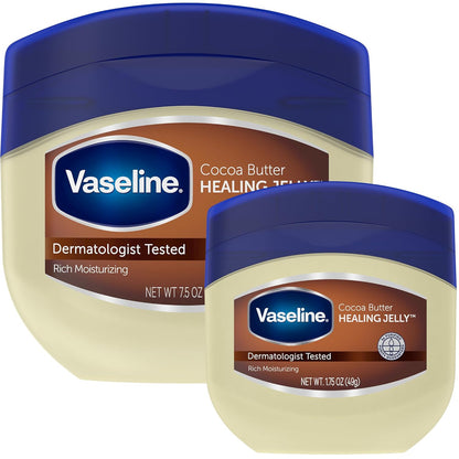 Vaseline_Cocoa_Butter_Healing_Jelly_Variety_Pack,_2_Sizes_(7.5_Oz_&_1.75_Oz)_–_Rich_Moisturizing_Ointment,_Protectant_&_Moisturizer_for_Dry_Skin