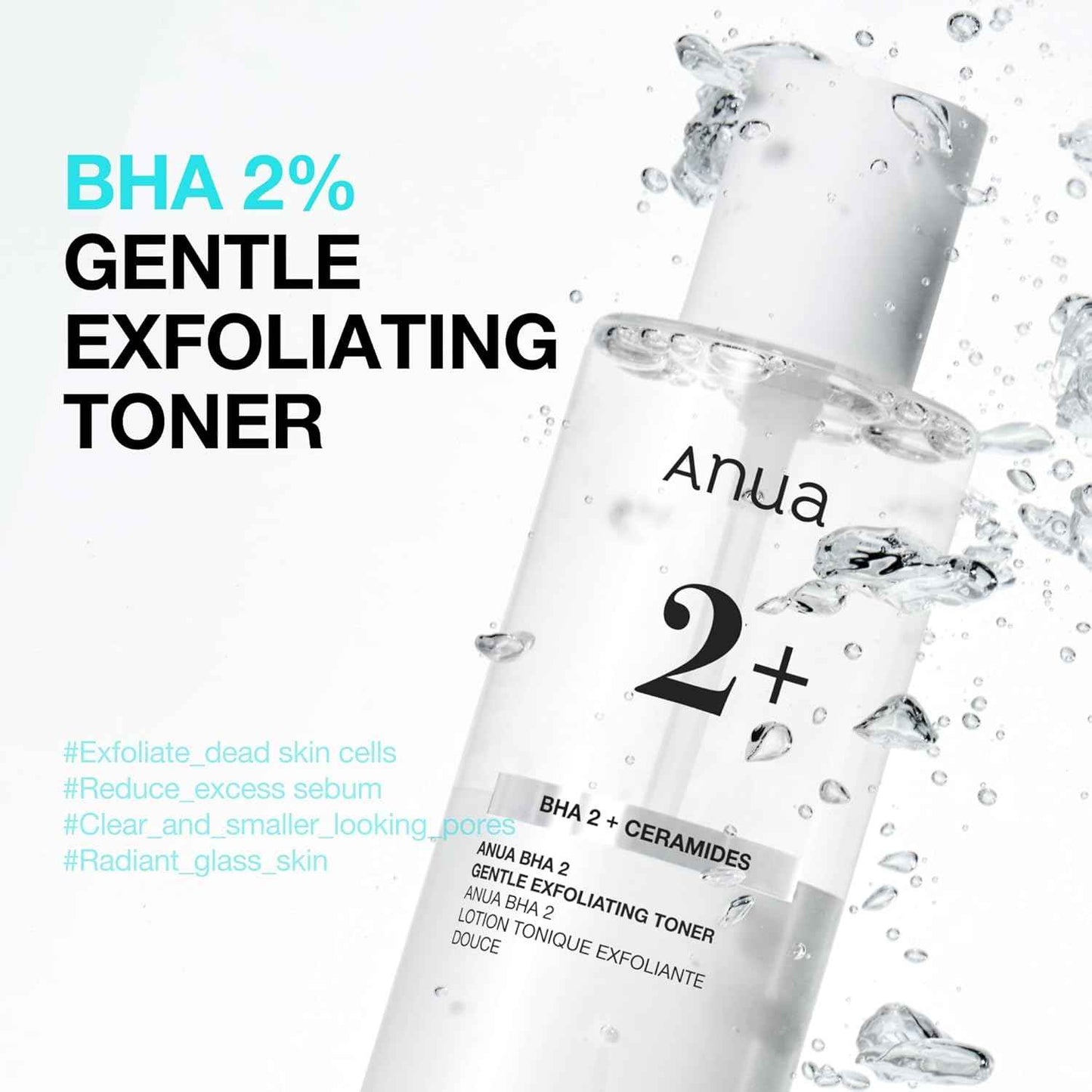 Anua BHA 2 Gentle Exfoliating Toner with Salicylic Acid, Daily Exfoliating Toner for Pore Care and Smoother-Looking Skin, 6 Ceramides, Lightweight, Korean Skincare, 5.07 fl.oz