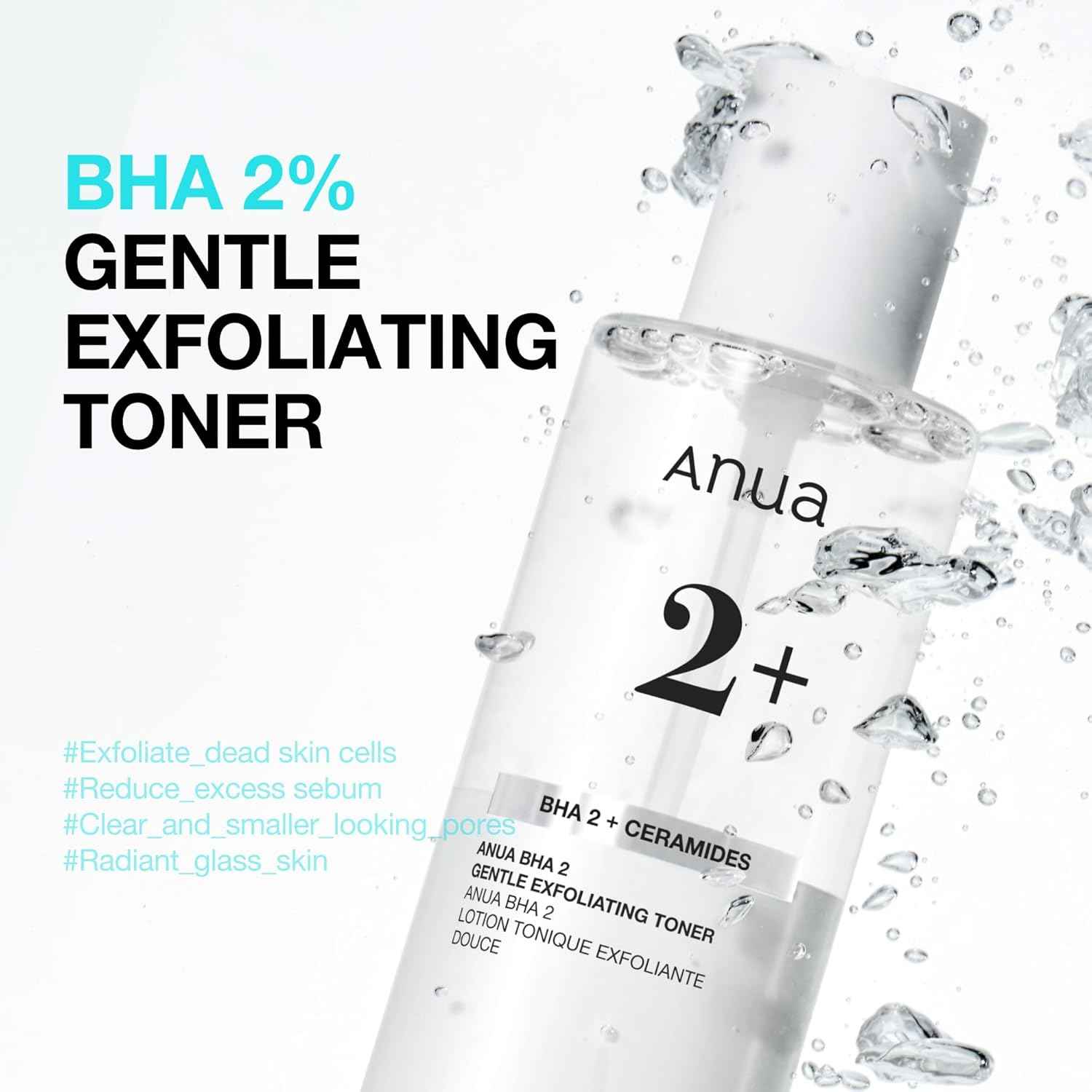 Anua BHA 2 Gentle Exfoliating Toner with Salicylic Acid, Daily Exfoliating Toner for Pore Care and Smoother-Looking Skin, 6 Ceramides, Lightweight, Korean Skincare, 5.07 fl.oz