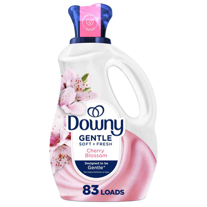 Downy Gentle Soft + Fresh Fabric Softener Liquid, Cherry Blossom Scent, Liquid Fabric Softener Designed to be Gentle on Skin