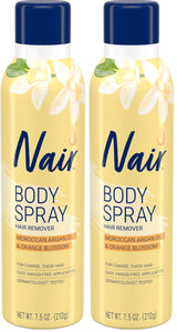 Nair Body Spray Hair Remover, Hands-Free Applicator Hair Removal Spray with Moroccan Argan Oil and Orange Blossom for Body, 7.5 Oz  