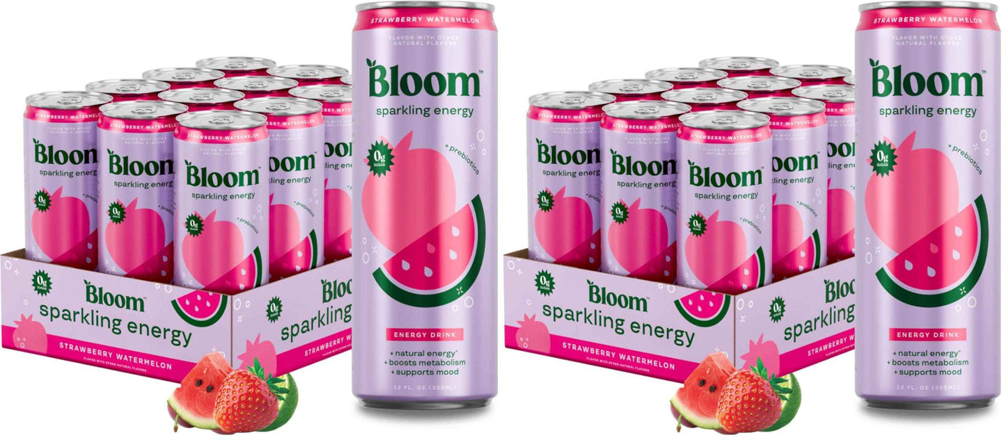 Bloom Nutrition Sparkling Energy Drink - Natural Caffeine, Zero Sugar, 180mg - Antioxidant-Rich with Green Coffee Bean, Green Tea Extract, Prebiotics