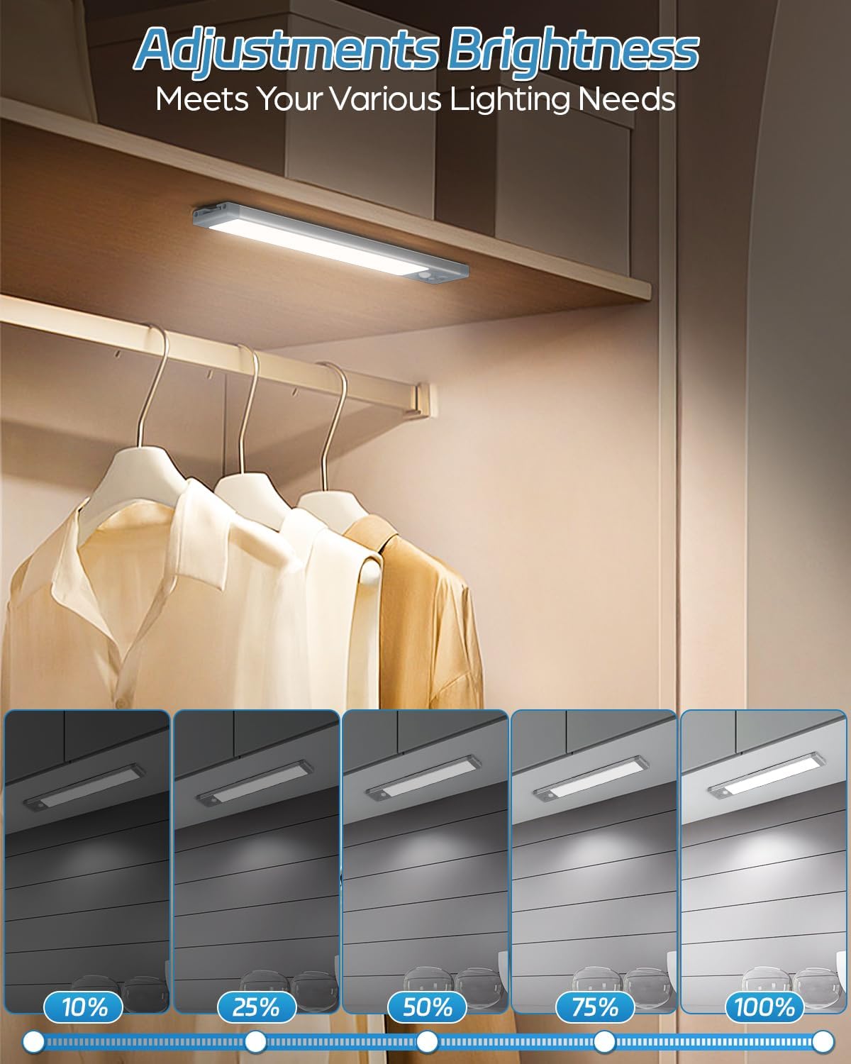 HIBOITEC_Under_Cabinet_Lighting_Rechargeable_Closet_Lights_Wireless_Motion_Sensor_Light_Indoor,_50_LED_Dimmable_Magnetic_Under_Counter_Light_for_Kitchen,_Pantry,_2_Pack,_Cool_White_Light,_10_inch
