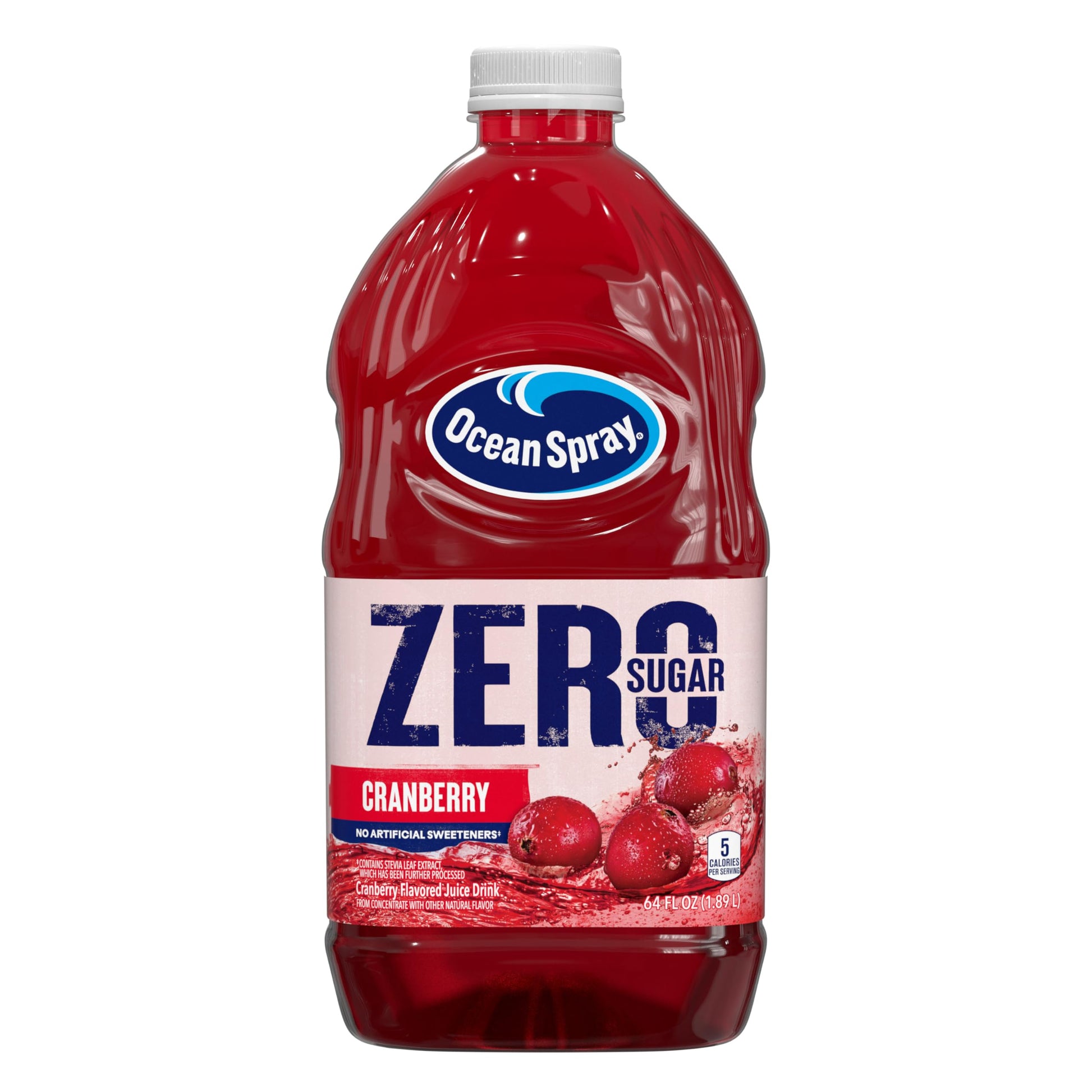 Ocean Spray® ZERO Sugar Cranberry Juice Drink, Cranberry Juice Drink Sweetened with Stevia, 64 Fl Oz Bottle