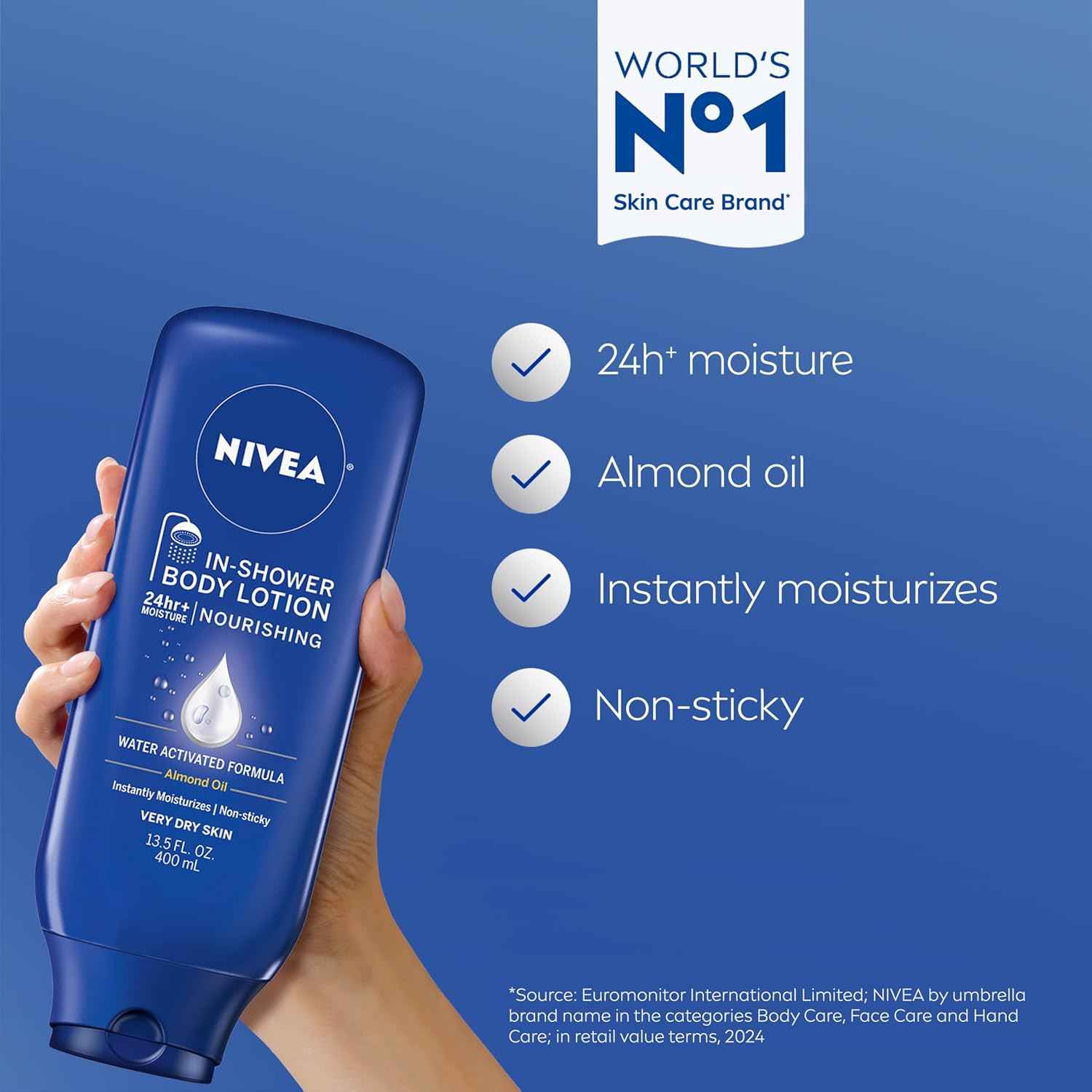 NIVEA Nourishing In Shower Lotion, Water Activated In Shower Moisturizer for Dry to Very Dry Skin, 13.5 FL OZ