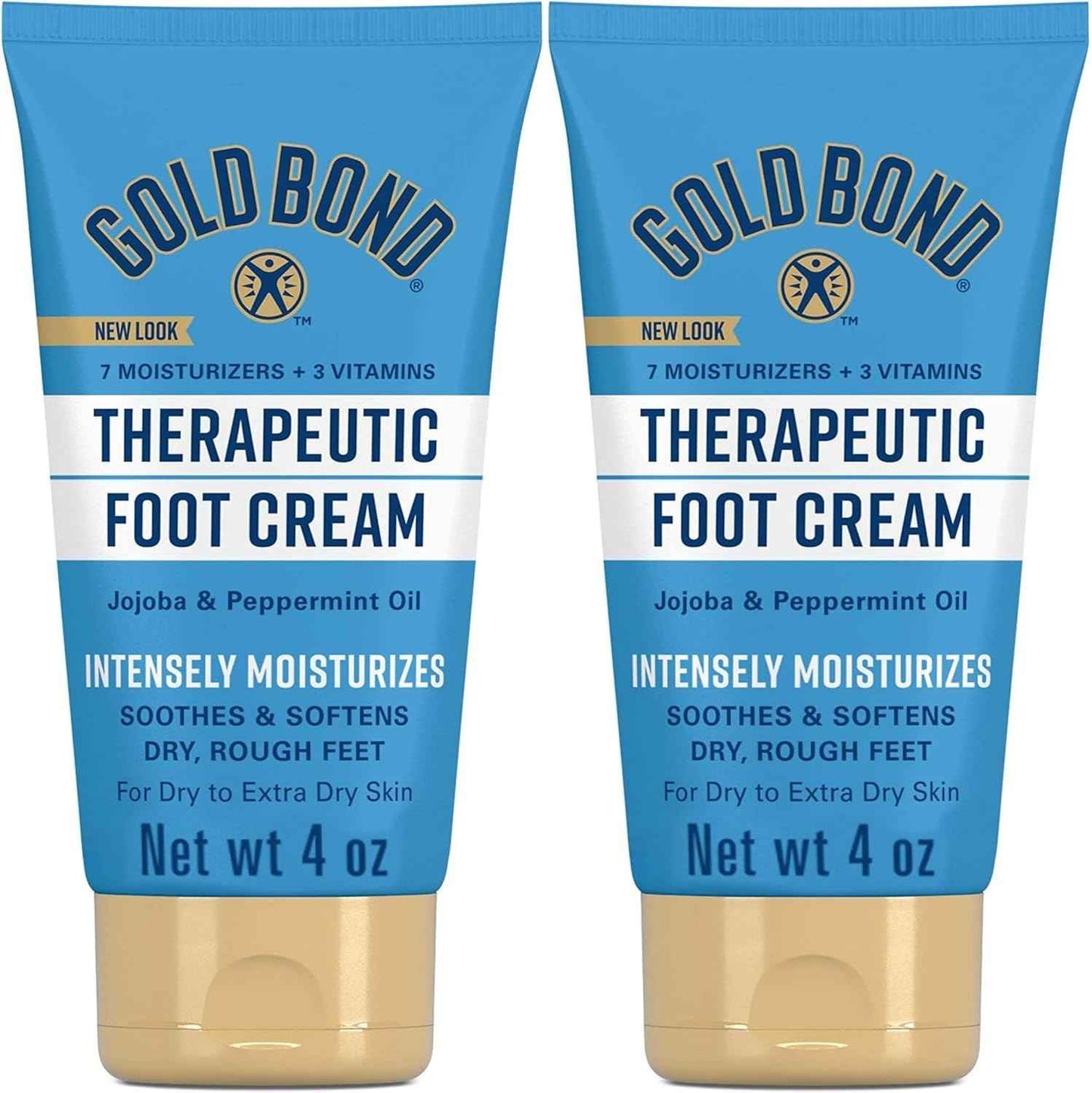 Gold Bond Therapeutic Foot Cream, 4 oz., With Jojoba & Peppermint Oil, Foot Moisturizer- pack of 3